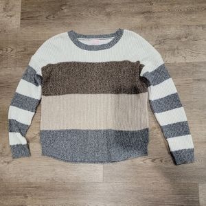 Pink Lily brown color block sweater